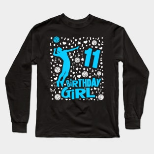 Girls Volleyball 11Th Birthday 11 Year Old Player Long Sleeve T-Shirt